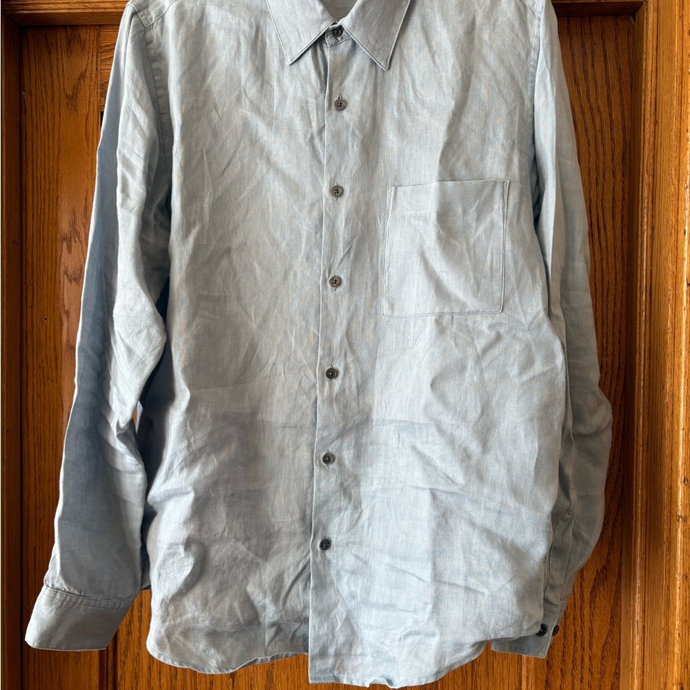 Theory 100% Linen Collared Shirt in Grey (Men’s M)